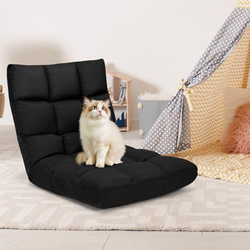 ERGOMASTER Video Gaming Floor Chair with Adjustable 14-Position Memory Foam, Folding Floor Sofa Chair Lounger Folding Sleeper Bed Couch Recliner, Lazy Lounger for TV, Reading, Relaxing Black - Image 5