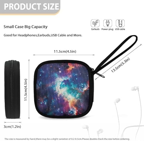 Earbuds Case Starry Sky Portable Earbuds Carrying Case, Portable Earphone Case Phone Accessories Organizer with Handle for Earphone, in-Ear Headphones - Image 5