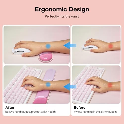 EPOMAKER CloudGel Wrist Rest for Keyboard and Mouse, 2 Pieces | Silicone Wrist Support, Anti-Slip Rubber Bottom, Ergonomic Design, Suitable for Office/Computer/Laptop/Gaming (Pink) - Image 5