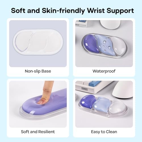 EPOMAKER CloudGel Wrist Rest for Keyboard and Mouse, 2 Pieces | Silicone Wrist Support, Anti-Slip Rubber Bottom, Ergonomic Design, Suitable for Office/Computer/Laptop/Gaming (Blue) - Image 4