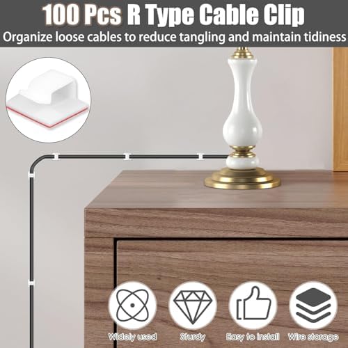 190Pcs Cable Management Kit, Self-Adhesive Cord Clips for Desk Office Home - Image 4