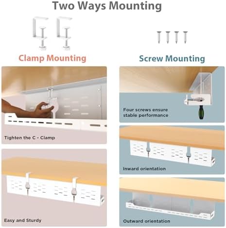 Univivi Under Desk Cable Management Tray, Cable Management, 32 inch, White - Image 2