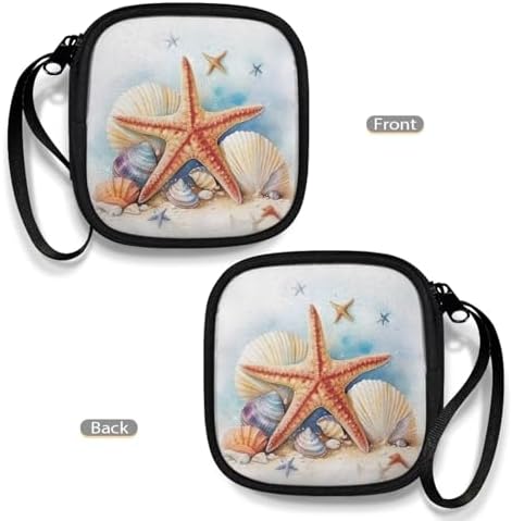 Starfish Square Earbud Case Portable Carrying Case Storage Bag Cell Phone Accessories Organizer with Handle for Earphone, Earbud, Earpieces - Image 4