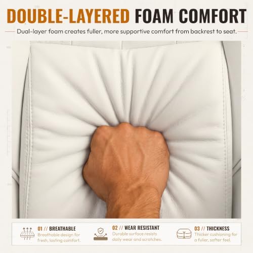 Dowinx Big and Tall Gaming Chair with Footrest for Home Office 500LBS White | High Back Leather Office Chair, Extra-Wide & Thick-Padded Seat Cushion with Ergonomic Lumbar Support and Soft Linkage Armrest - Image 5