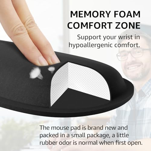 KTRIO Keyboard Wrist Rest & Small Mouse Wrist Rest, Black | Memory Foam Wrist Support, Ergonomic Design, Non-Slip Base, Office and Home Use - Image 3