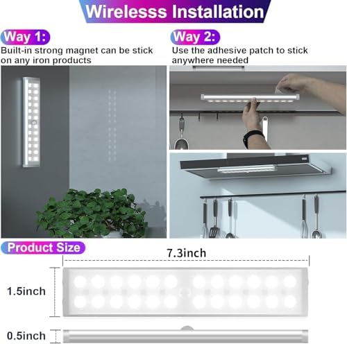 RGB Under Cabinet Lights,48-LED Light Bar,Stick On Closet Lights - Image 5
