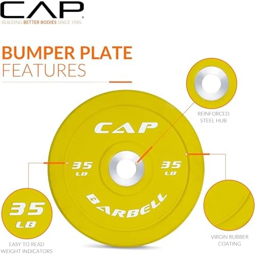 CAP 2-inch Olympic Bumper Plate Weight Set | 100-370 lbs | Multiple Colors | Storage Rack Optional - Image 4