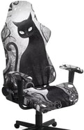 Black Cat Gaming Chair Cover with Armrest Covers Painting Style Computer Chair Slipcovers Set of 4 Split Computer Chairs Slipcovers for Home Club Office Decorations by Merkmak