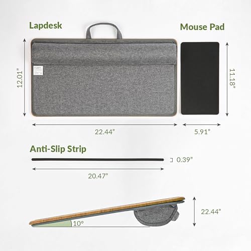 Lap Desk with Soft Cushion and Wrist Rest – Portable Laptop Desk for Bed, Couch & Home Office, Removable Mouse Pad & Anti-Slip Strip for 17 inch Laptop (Large, Wood Pattern) - Image 3