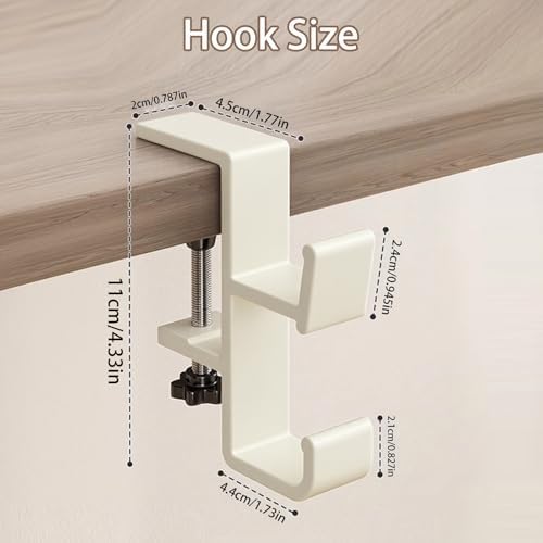 2-Pack Headphone Stand & Hook – Under Desk Headset Holder Clamp Mount for Gaming Headphones, Backpacks, Purses, Coats – Space-Saving Desk Accessories (White Dual Hook) - Image 6