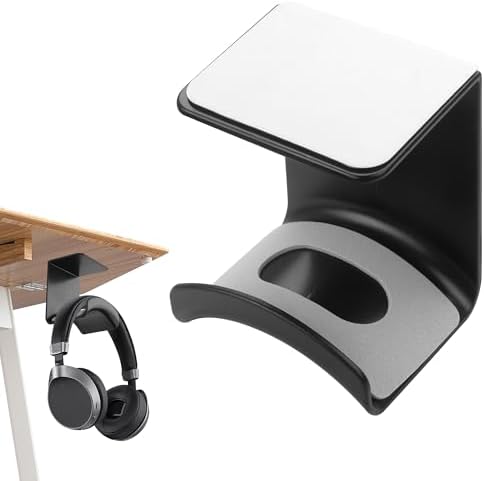 YAODHAOD Headset Hanger Holder Wall Mount, Sticky Headset Stand Holder Clip Under Desk for All Headphone/Controller (Black,Hanging Style) by YAODHAOD