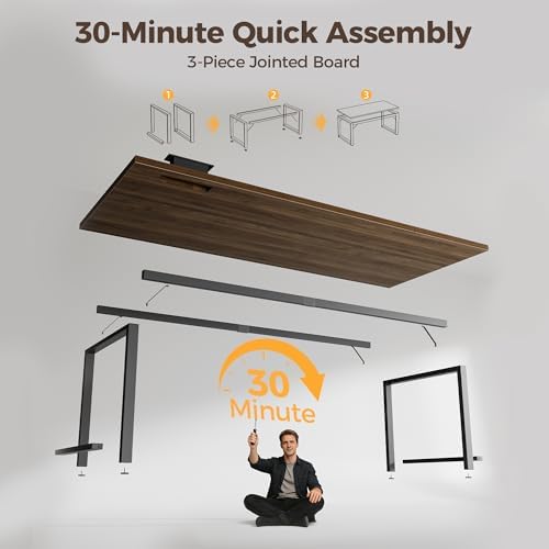 Mericonia 63 Inch Computer Desk, 1.2" Thick Heavy Duty Office Table - Image 7