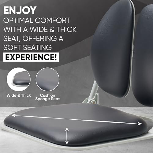 Ergonomic Dual-Backrests Floor Chair with Back Support (Black Leather) | Reduce pressure on your back by up to 50% - Image 4