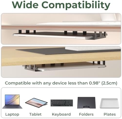 Under Desk Laptop Mount for HP Lenovo Dell Asus Acer LG Samsung Laptop Holder, Compatible with Mac mini, MacBook, Keyboards Tablets, Space Saving with Headphone Hanger - Image 6