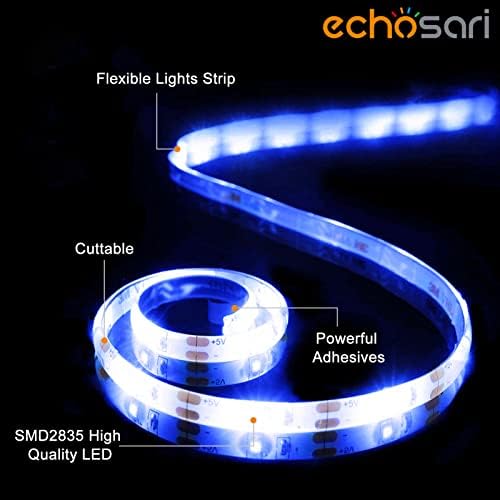 echosari Blue Led Strip Lights Waterproof Battery Operated with Remote, 8 Modes, Dimmable, Timer, Self-Adhesive, Cuttable, 3M 90Led Battery Strip Led Light for Indoor Outdoor Decor (Pack of 3) - Image 2