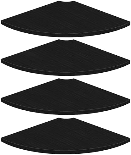 Homode Corner Shelf Wall Mount, 4 Tier Rounded Corner Floating Shelves, 12 Inch Deep Hanging Corner Shelf Storage, Wood Corner Wall Shelving for Living Room Bedroom Bathroom Kitchen, Black by Homode