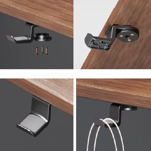 Headphone Hook Under Desk Holder Hanger Nylon 360° Rotating Adjustable Lightweight Students' Desk Hook Mount for Desk & Table Bag Backpack Headset Hook with 50lb Capacity (Screw Fixation) - Image 3
