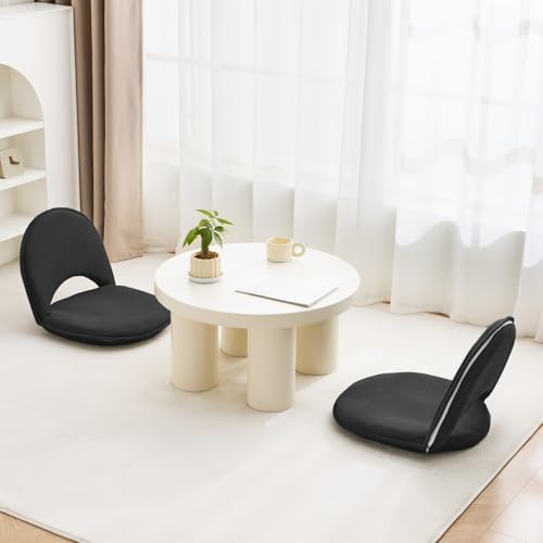 YOUKEEEJOJO Floor Chair 5-Position Adjustable Back Support Chair Foldable Camping, Floor Lounger,Corduroy Fabric, Video-Gaming Reading Watching, Indoor Outdoor Use(Black) - Image 2