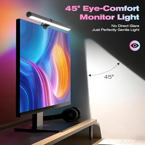 RGB Monitor Light Bar, Eye-Care Dual Light Reading Screen Lamp, 9 Modes Gaming Backlight LED Computer Lamp, 3 Colors Dimmable Frontlight, 15.75'' USB Desk Lights for Home, Office - Image 4