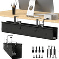 Under Desk Cable Management Tray, 40-inch No-Drill Cord Organizer with Anti-Sag Reinforced Base, Fabric Wire Management Hider for Standing Desk, Office & Gaming Accessories - Black by Unknown