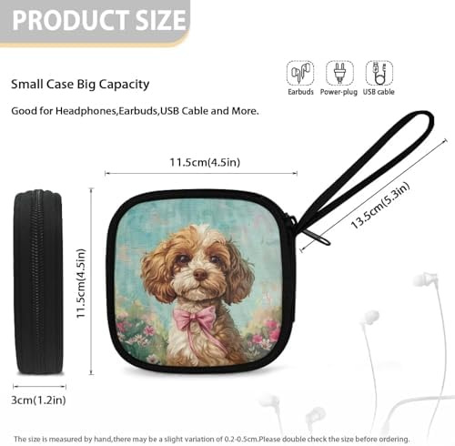 Cute Teddy Dog Portable Wireless Headphone Case, Earphone Storage Bag Carrying Case, Earbud Holder with Handle Gifts for Girls Boys - Image 5