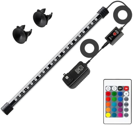 LED Aquarium Light with IP68 Waterproof and Memory Function Submersible Fish Tank Light with Remote and 16 Colors 15 Inches Brightness Adjustable Underwater Light Bar for Fish Tank Aquarium by Unknown
