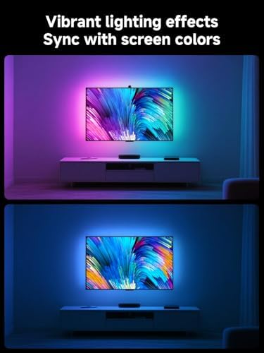 GIPOYENT TV LED Backlight with Camera, 10.5FT RGBIC Screen Sync Lights for 32–50 Inch TVs & PC Monitors, Music Sync LED Strip Lights with App for Gaming, Movies, Bedroom - Image 5