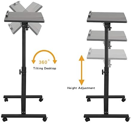 TigerDad Overbed Bedside Desk Mobile Rolling Laptop Stand Tilting Overbed Table with Wheels Height Adjustable Tray Table for Laptop Bed Sofa Side Table, Home & Hospital Use (Black) - Image 6