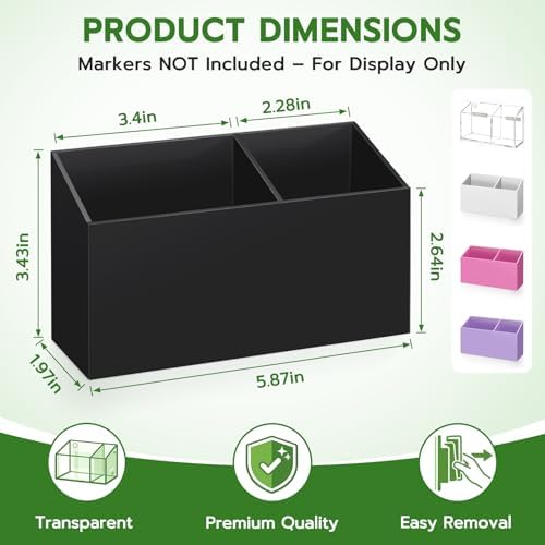 MR.MATE Magnetic Pen Holder,Black Magnetic Marker Cup for Fridge Whiteboard - Image 3