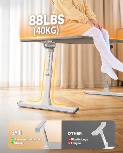 SAIJI Non-Slip Leather Laptop Bed Tray Table,Lap Desk with Laptop Stopper - Image 3