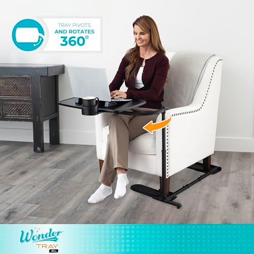 Stander Wonder Tray, Adjustable Swivel Table, Extra-Large Computer Stand, Couch Desk & Gaming Bench, TV-Trays for Eating on Couches, Chairs, Recliners with Laptop Wedges and Cup Holder, XL, Black - Image 6