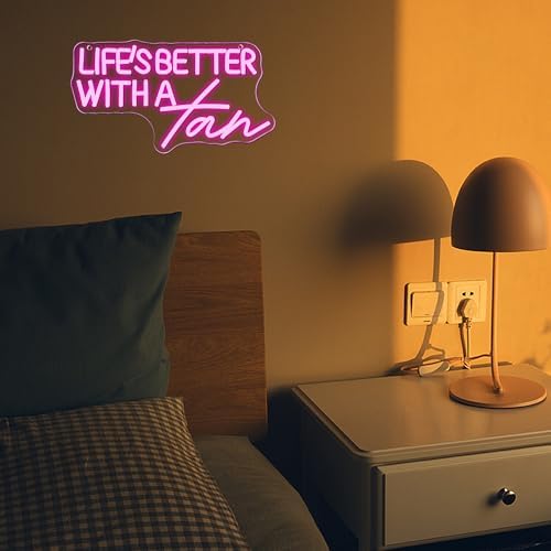 Allball Life’S Better With A Tan Neon Sign, USB Powered Dimmable LED Neon Light, for Summer Tanning Home Room Wall Decor Tropical Vacation Decor, Office Or Gift for Summer Lovers(14.1 * 7.8 In) - Image 6