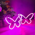 2 Pieces Butterfly Neon Sign USB/Battery Powered LED Light for Wall Decor by Bernicekelly