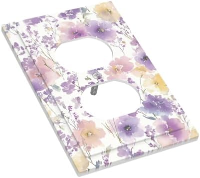 Outlet Covers Purple Floral Watercolor Wildflower Decorative 1 Gang Duplex Light Switch Cover Plate Single Electrical Receptacle Wall Plate Plug Switchplate Faceplate for Bedroom Decor - Image 3