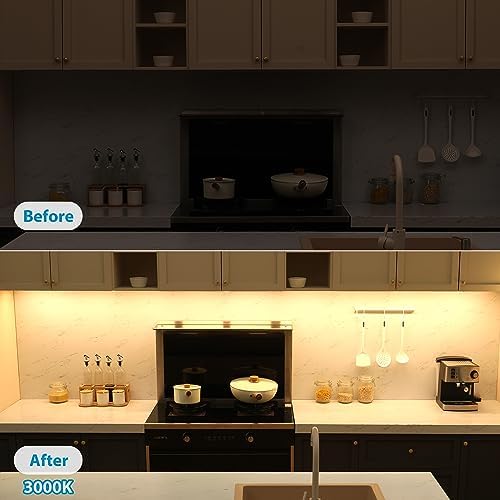 Litever Under Cabinet Lighting Kit. 6 Lights with Power Plug Dimmer. 3000K - Image 2