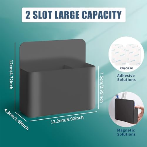 noonebutyou 4-in-1 Magnetic Marker Holder - Dry Erase Marker, Pen Holder, Wall Mount, Self-Adhesive for Whiteboard, Fridge, Home Office, School (Black) - Image 3
