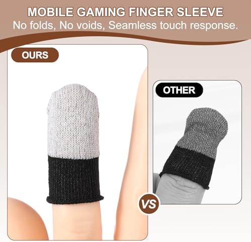 PATIKIL Controller Finger Thumb Sleeve, 40 Pack Mobile Gaming Finger Sleeve Silver Fiber Tip Gloves Anti-Sweat Breathable for Game Phone Touchscreen Devices, White - Image 5