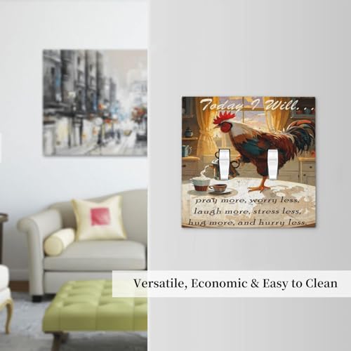 Decorative Light Switch Cover Plate Vintage Funny Chicken Rooster 2 Gang Switch Plate Covers Double Toggle Wall Plate Dual Device Electrical Switchplate Dimmer Faceplate for Kitchen Decor - Image 7