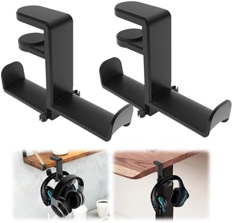 2Pack Dual Headphone Hanger for Desk, 2 in 1 PC Gaming Headset Hooks Holder - Image 3