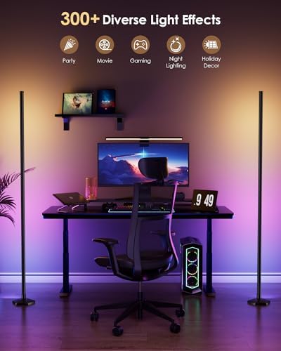 2PCS Corner Floor Lamp, RGB Color Changing Mood Light with Remote Control, Dimmable LED Corner Lamp with Music Sync, Modern Floor Lamp for Living Room Gaming Room - Image 6