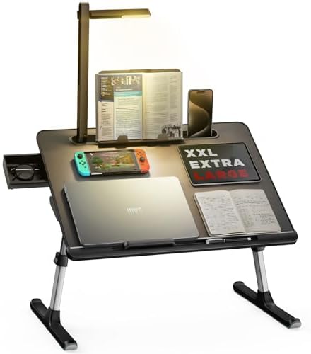 Laptop Bed Tray Desk with LED Desk Light, SAIJI Laptop Stand for Bed by SAIJI