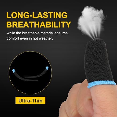 PATIKIL Controller Finger Thumb Sleeve, 12 Pack Mobile Gaming Finger Sleeve Fiber Tip Gloves Anti-Sweat Breathable for Phone Game Touchscreen Devices, Black/Blue - Image 3