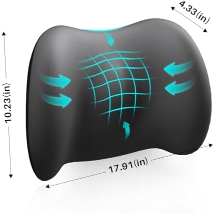 Cooling Lumbar Support Pillow for Office Chair,Memory Foam Car Back Cushion | Cool-Touch Lumbar Pillow Lower Back with Adjustable Straps, Ergonomic Chair Back Pillow for Office, Car, Gaming Chairs - Image 2