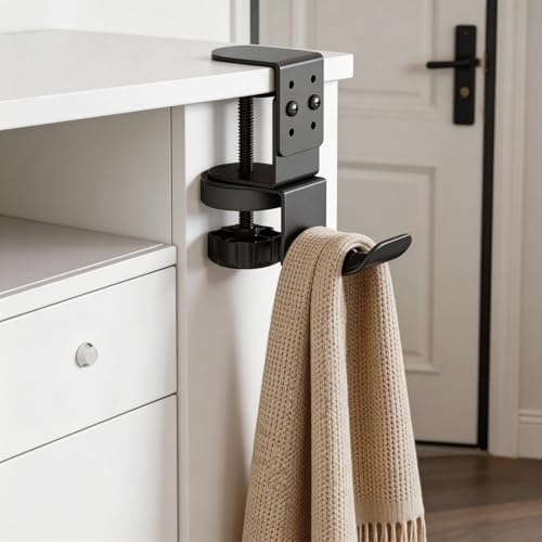 Heavy Duty Desk Hook Clamp(1 PCS), 360° Rotating Backpack Hanger with Height Adjustment, No Drill Headphone Holder, Purse Hook for Table, Bag Hanger, Gifts for Gamers, Office Desk Gaming Accessories - Image 4