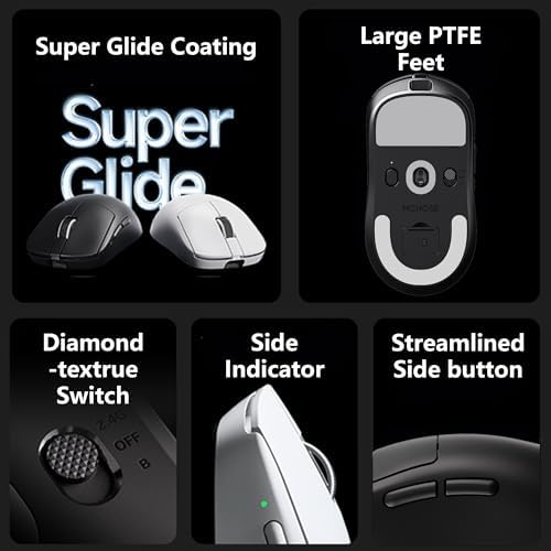 MCHOSE A7 V2 Ultra Wireless Gaming Mouse, 59g Ultra-Lightweight with PAW3950TI Custom Sensor to 42K DPI, Wired/Wireless Dual 8K Polling Rate, 130 Hour Battery Life & Tri-Mode Connectivity - Rose Red - Image 7