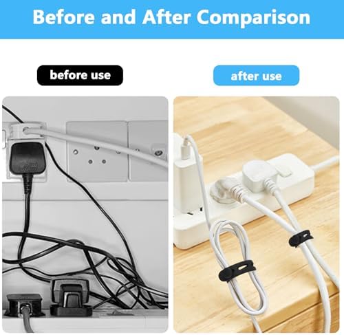20 Pcs Black Silicone Cable Ties, Reusable Cable Straps Wire Organizer. - Image 6