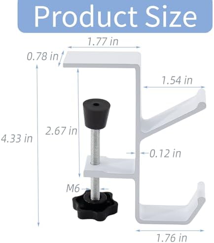 Desk Mount Bag Holder Hook Clamp-On Backpack Hanger Portable Desk Mount Headphones Holder Reduce Desk Clutter for Table Desk, Under Counter (White) - Image 3