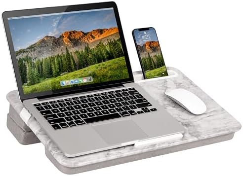 LAPGEAR Elevation Lap Desk – White Marble, Fits 15.6” Laptops by LapGear