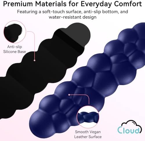 Sushret Cloud Wrist Rest for Computer Keyboard and Mouse Pad Set, Dark Blue | Memory Foam, Leather, 4-in-1 Cloud Keyboard Wrist Rest Set with Ergonomic Support for Arm and Palm Cushion, Gaming/Work Setup - Image 6