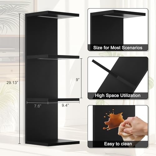 4 Tier LED Wall Shelf, Black - Image 6